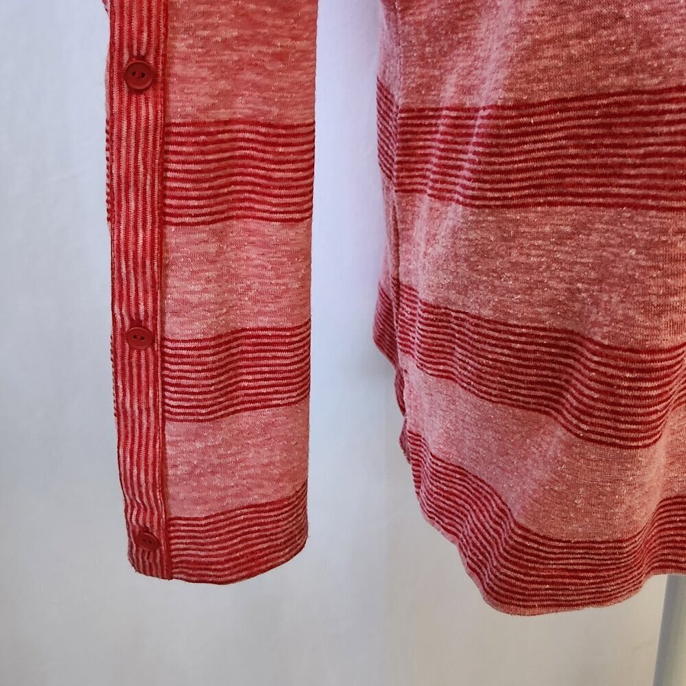 T By Talbots Woman's Size XL Heather Pink & Red Striped Long Sleeve Pullover Top - Picture 6 of 15
